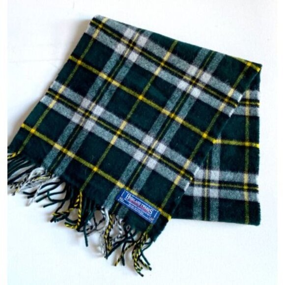 NEW HIghland Tweed Green Plaid UK  Made Lambswool Scarf - Picture 1 of 5
